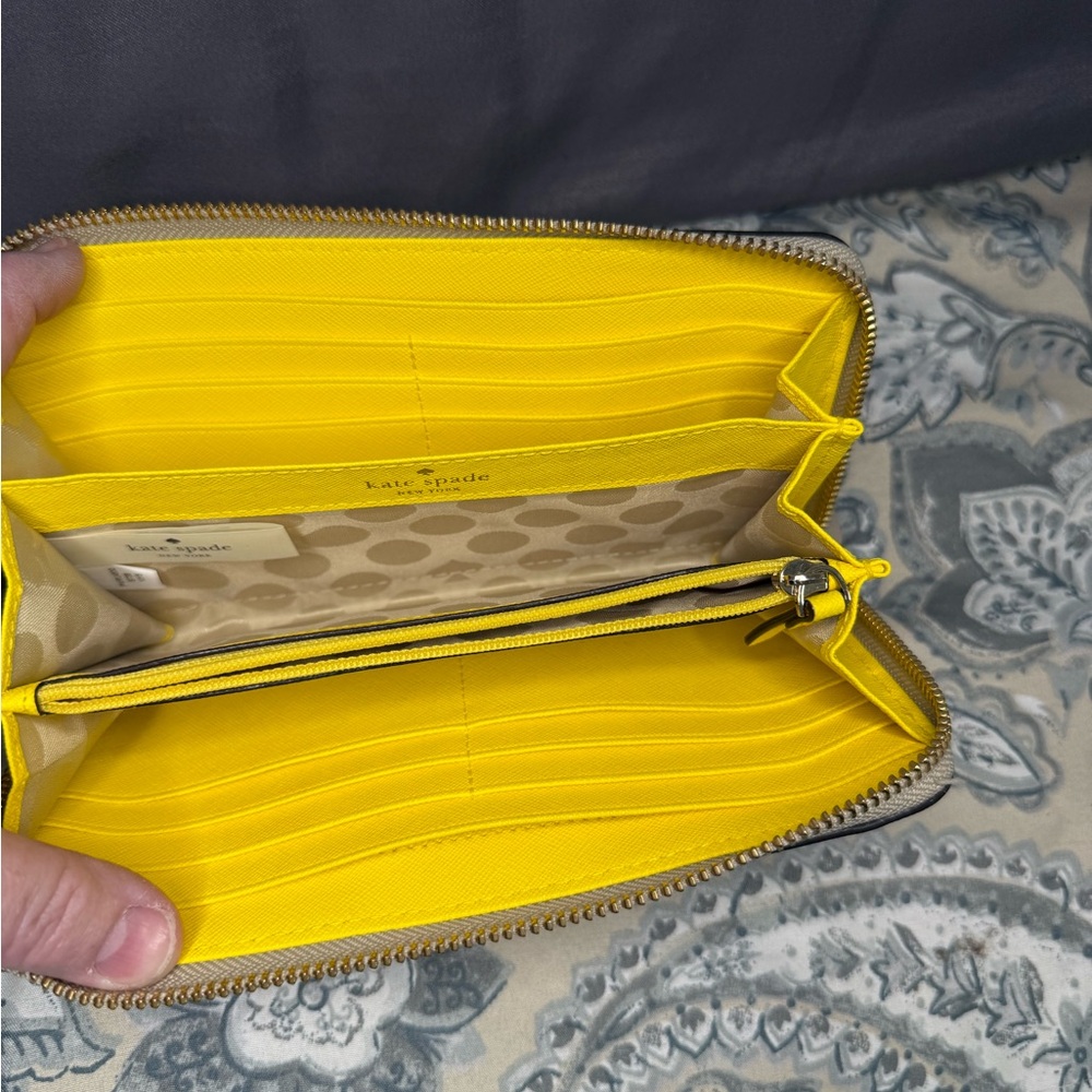 Kate Spade Cream and Yellow Wallet with Bold Stripe - Picture 6 of 10